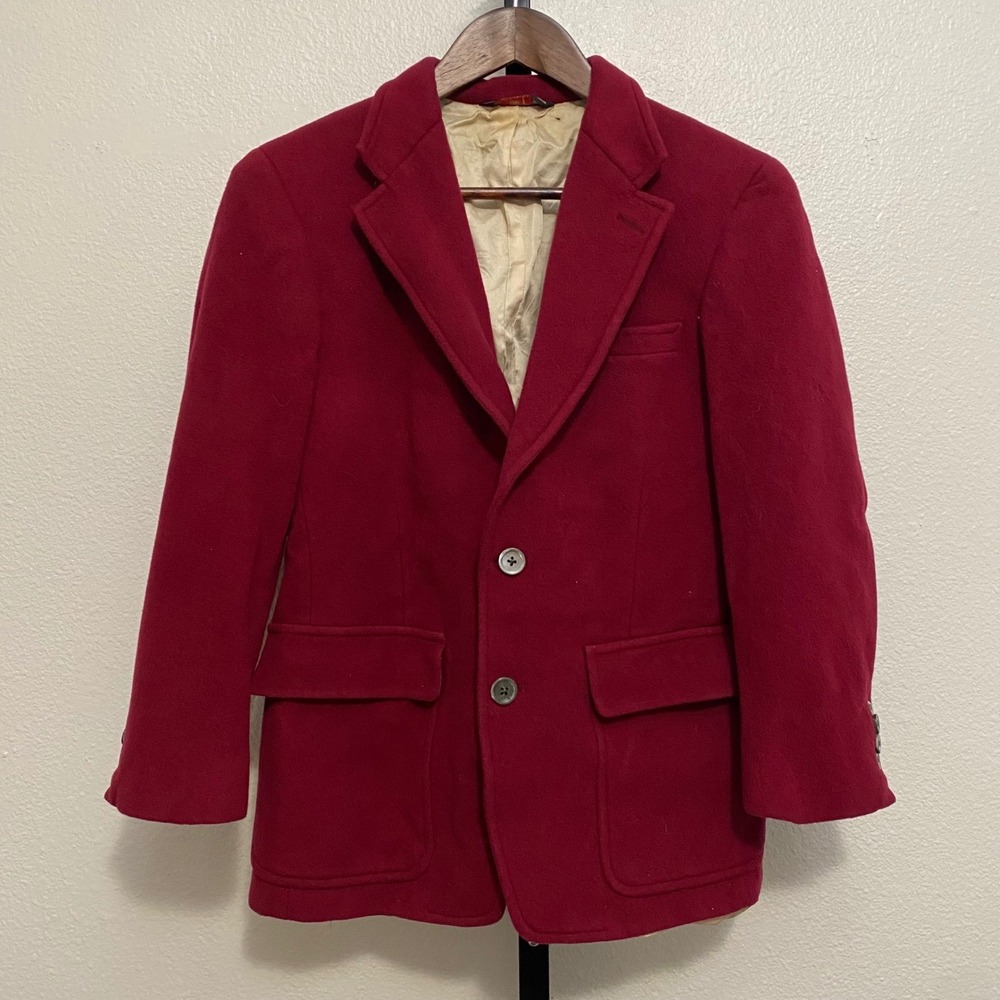 Vintage Wool Cashmere Burgundy Blazer Coat M Heritage Old Money Quiet Luxury
